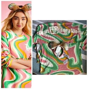 Walt Disney World Swirl Spirit Jersey XS Minnie Mickey Mouse Ears Set Retro